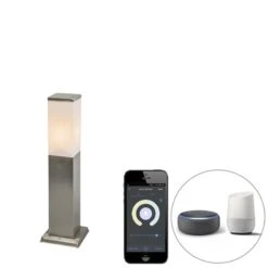 QAZQA Smart Buitenlamp 45 Cm Staal Incl. Wifi P45 - Malios