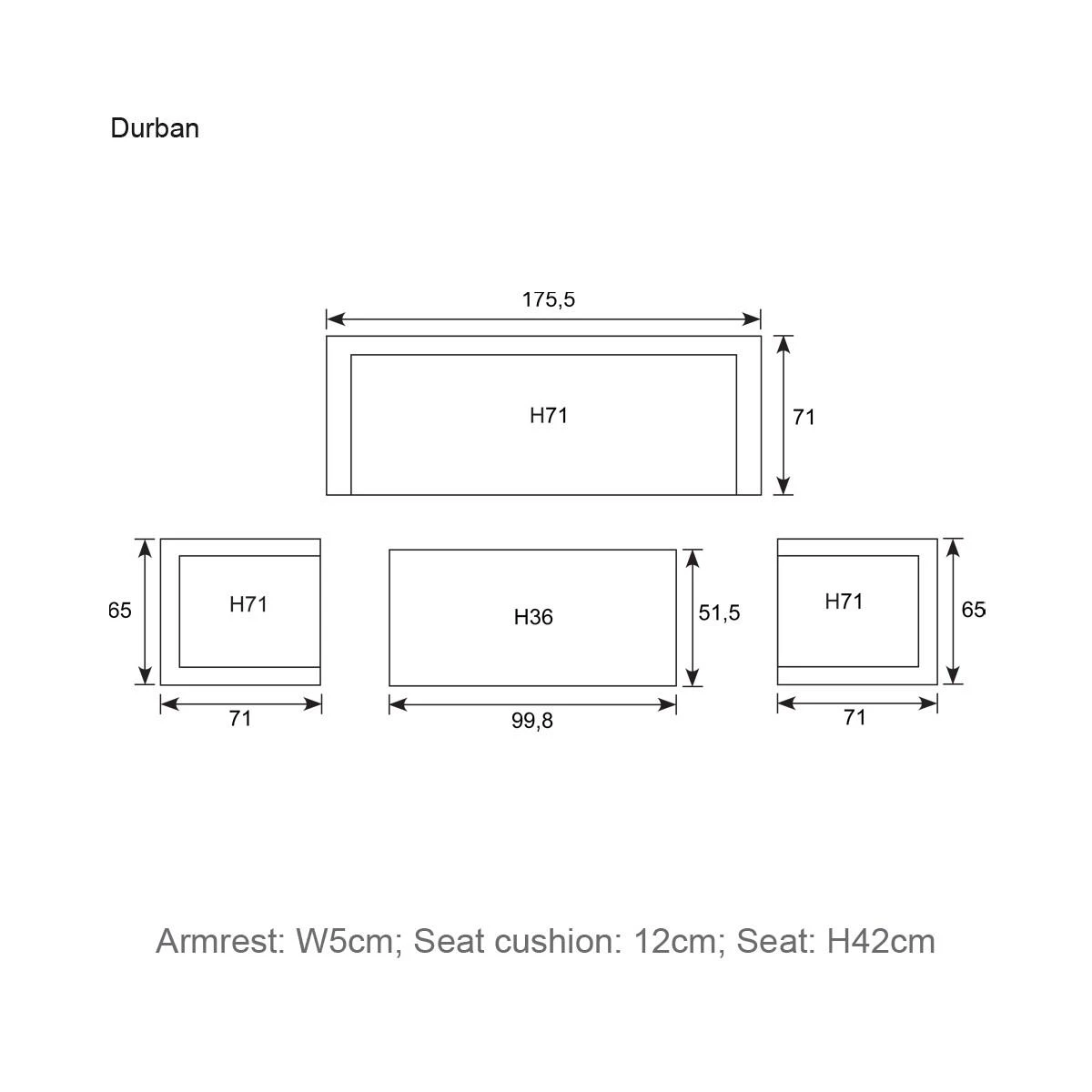 Garden Impressions Durban Loungeset 4-delig - Zwart 6 Garden Impressions Durban Loungeset 4-delig - Zwart - Afbeelding 4
