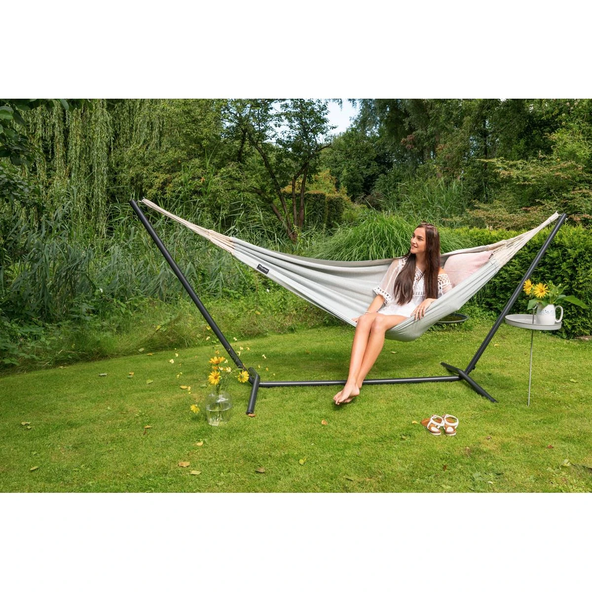 Tropilex® Hangmat Met Standaard Eénpersoons Easy & Natural Blue Blauw 4 Tropilex® Hangmat Met Standaard Eénpersoons Easy & Natural Blue Blauw - Afbeelding 2