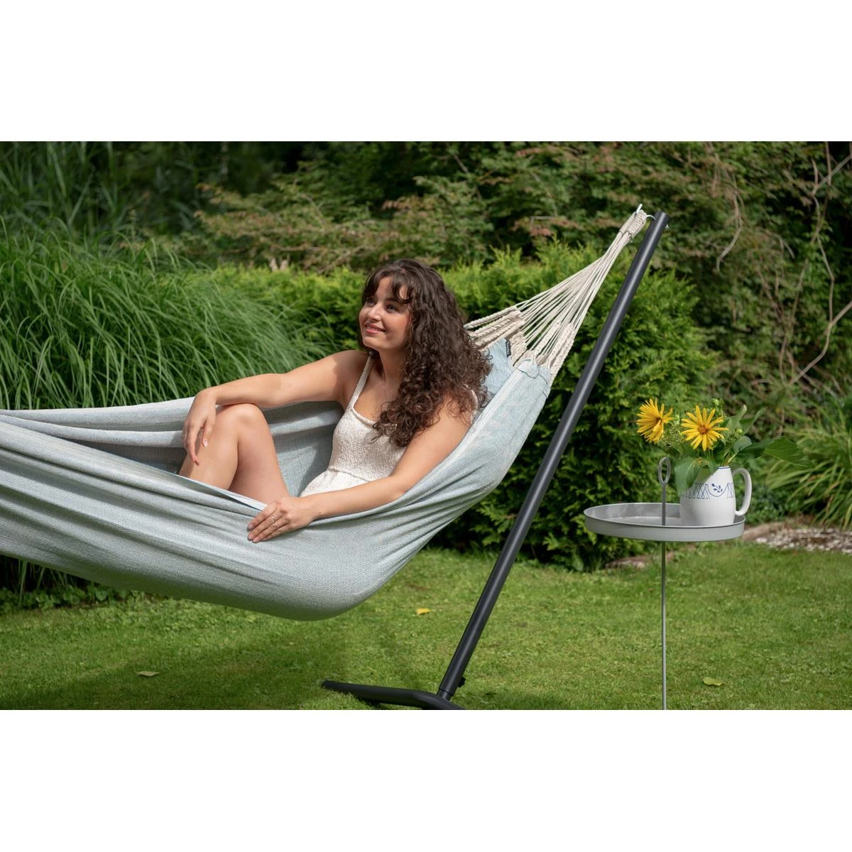 Tropilex® Hangmat Met Standaard Eénpersoons Easy & Natural Blue Blauw 10 Tropilex® Hangmat Met Standaard Eénpersoons Easy & Natural Blue Blauw - Afbeelding 8