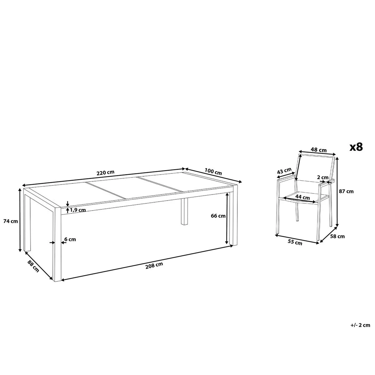 Beliani - GROSSETO - Tuinset Voor 8 - Lichtgrijs - Graniet 14 Beliani - GROSSETO - Tuinset Voor 8 - Lichtgrijs - Graniet - Afbeelding 12