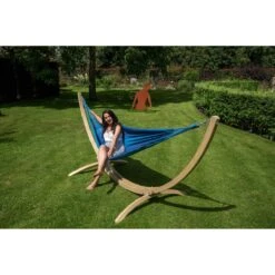 Tropilex® Hangmat Met Standaard Eénpersoons Wood & Dream Blue Blauw 15 Tropilex® Hangmat Met Standaard Eénpersoons Wood & Dream Blue Blauw -Tuinproducten 10152343