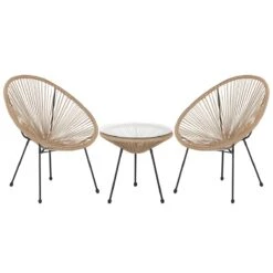 Beliani - ACAPULCO - Bistroset Voor 2 - Natuurlijk - PE Rotan