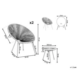 Beliani - ACAPULCO - Bistroset Voor 2 - Natuurlijk - PE Rotan -Tuinproducten 10174709