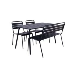 MaximaVida Max 150 Cm Zwarte Tuinset Met 2 Stoelen En 1 Bank