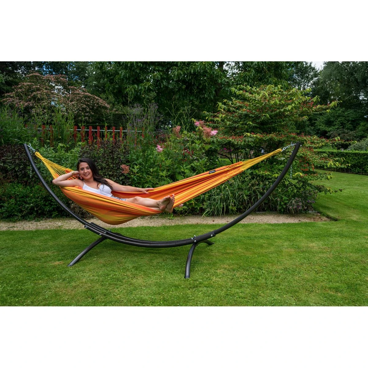 Tropilex® Hangmat Met Standaard Eénpersoons Arc & Dream Orange Oranje 4 Tropilex® Hangmat Met Standaard Eénpersoons Arc & Dream Orange Oranje - Afbeelding 2