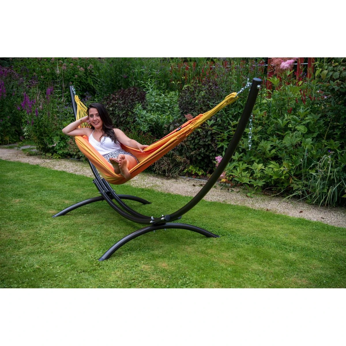 Tropilex® Hangmat Met Standaard Eénpersoons Arc & Dream Orange Oranje 5 Tropilex® Hangmat Met Standaard Eénpersoons Arc & Dream Orange Oranje - Afbeelding 3