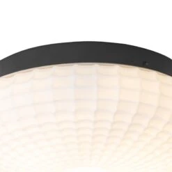 QAZQA Klassieke Plafondlamp Zwart Met Opaal Glas 30 Cm IP44 - Nohmi -Tuinproducten 10215219