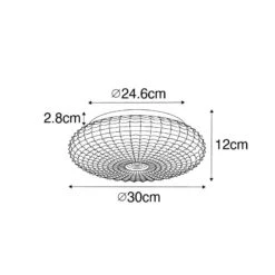 QAZQA Klassieke Plafondlamp Zwart Met Opaal Glas 30 Cm IP44 - Nohmi -Tuinproducten 10215232