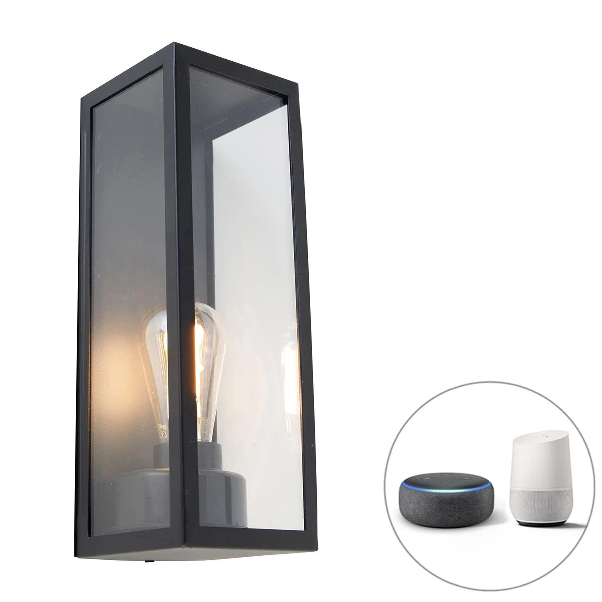 QAZQA Smart Buiten Wandlamp Zwart Met Glas Incl. Wifi ST64 - 3 QAZQA Smart Buiten Wandlamp Zwart Met Glas Incl. Wifi ST64 -