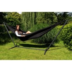 Tropilex® Hangmat Met Standaard Eénpersoons Easy & Classic Black Zwart -Tuinproducten 10259780