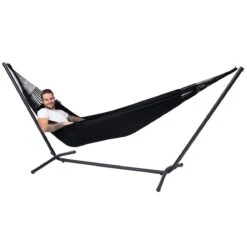 Tropilex® Hangmat Met Standaard Eénpersoons Easy & Classic Black Zwart -Tuinproducten 10259781