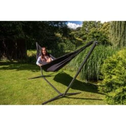 Tropilex® Hangmat Met Standaard Eénpersoons Easy & Classic Black Zwart -Tuinproducten 10259797