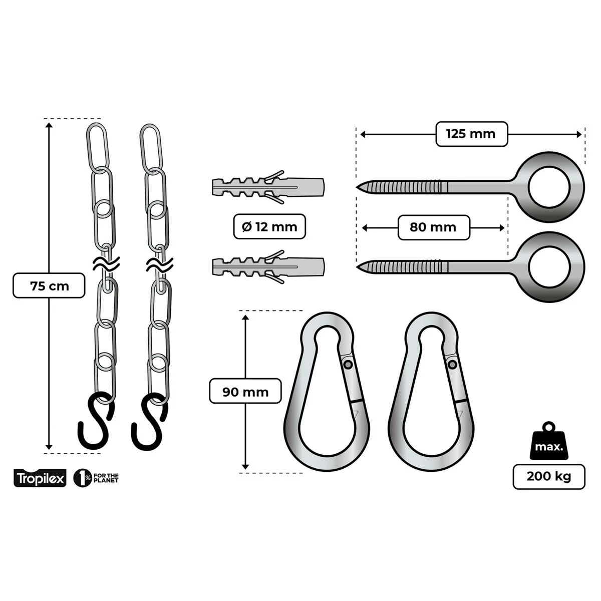 Tropilex® Hangmatbevestiging Complete Metal Metaal 5 Tropilex® Hangmatbevestiging Complete Metal Metaal - Afbeelding 3