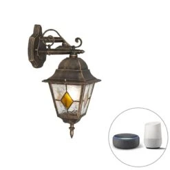 QAZQA Smart Vintage Buiten Wandlantaarn Brons Incl. Wifi A60 - 16 QAZQA Smart Vintage Buiten Wandlantaarn Brons Incl. Wifi A60 - -Tuinproducten 10403309