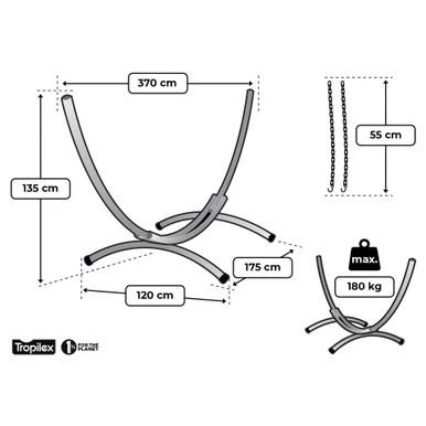 Tropilex® Hangmatstandaard Tweepersoons Arc Zwart 4 Tropilex® Hangmatstandaard Tweepersoons Arc Zwart - Afbeelding 2