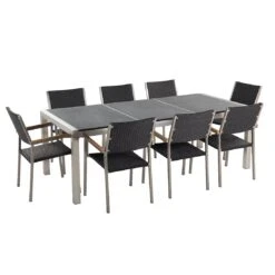 Beliani - GROSSETO - Tuinset Voor 8 Rotan - Grijs|Zwart - Graniet -Tuinproducten 10480471