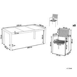 Beliani - GROSSETO - Tuinset Voor 8 Rotan - Grijs|Zwart - Graniet -Tuinproducten 10480484