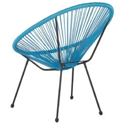 Beliani - ACAPULCO - Bistroset Voor 2 - Blauw - PE Rotan -Tuinproducten 10496563