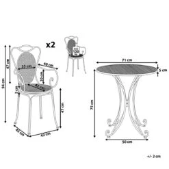 Beliani - CILENTO - Bistroset Voor 2 - Grijs - IJzer 17 Beliani - CILENTO - Bistroset Voor 2 - Grijs - IJzer -Tuinproducten 10496571