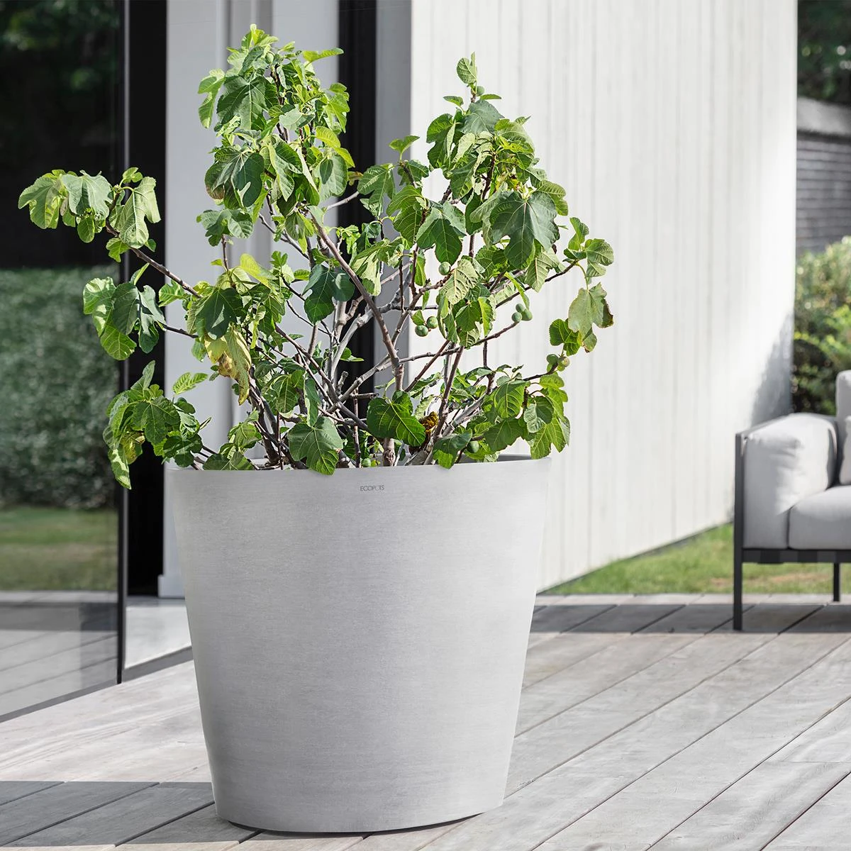 Ecopots Amsterdam Bloempot Met Wielen Ø 80 Cm - Witgrijs 6 Ecopots Amsterdam Bloempot Met Wielen Ø 80 Cm - Witgrijs - Afbeelding 4