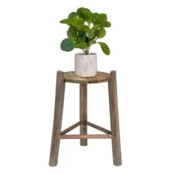 Clayre & Eef Plantentafeltje Ø 27x44 Cm Bruin Hout Plantenstandaard 8 Clayre & Eef Plantentafeltje Ø 27x44 Cm Bruin Hout Plantenstandaard -Tuinproducten 10535377