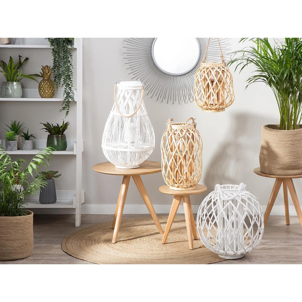 Beliani - MAURITIUS - Lantaarn - Lichte Houtkleur - Wilgenhout 4 Beliani - MAURITIUS - Lantaarn - Lichte Houtkleur - Wilgenhout - Afbeelding 2