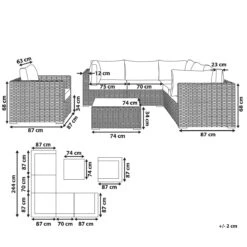 Beliani - CONTARE - Loungeset Voor 6 - Bruin - Linkszijdig - PE Rotan -Tuinproducten 10547742