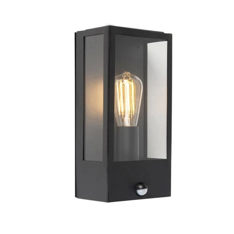 QAZQA Buiten Wandlamp Zwart Met Bewegingsmelder IP44 - Rotterdam 3 QAZQA Buiten Wandlamp Zwart Met Bewegingsmelder IP44 - Rotterdam