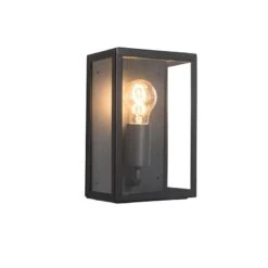 QAZQA Industriële Buiten Wandlamp Zwart Met Glas 25,5 Cm IP44 - 15 QAZQA Industriële Buiten Wandlamp Zwart Met Glas 25,5 Cm IP44 - -Tuinproducten 10575511