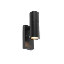 QAZQA Buitenwandlamp Zwart 2-lichts Met Licht-donker Sensor IP44 -