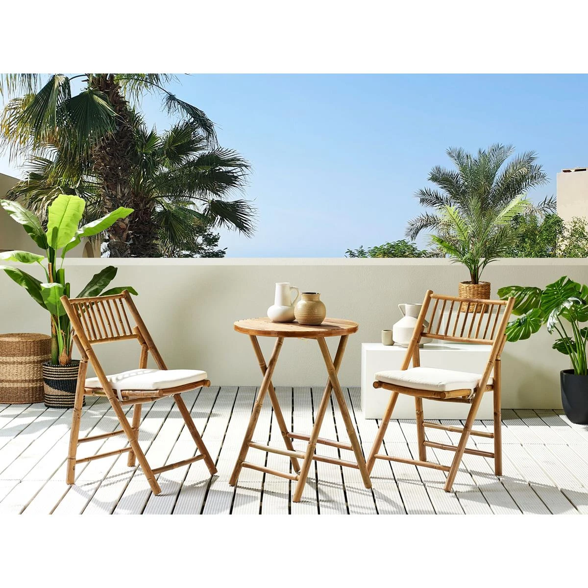 Beliani-SAVELLETRI-Bistroset Voor 2-Lichte Houtkleur-Bamboehout 4 Beliani-SAVELLETRI-Bistroset Voor 2-Lichte Houtkleur-Bamboehout - Afbeelding 2