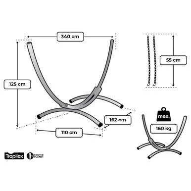 Tropilex® Hangmatstandaard Eénpersoons Arc Zwart 4 Tropilex® Hangmatstandaard Eénpersoons Arc Zwart - Afbeelding 2