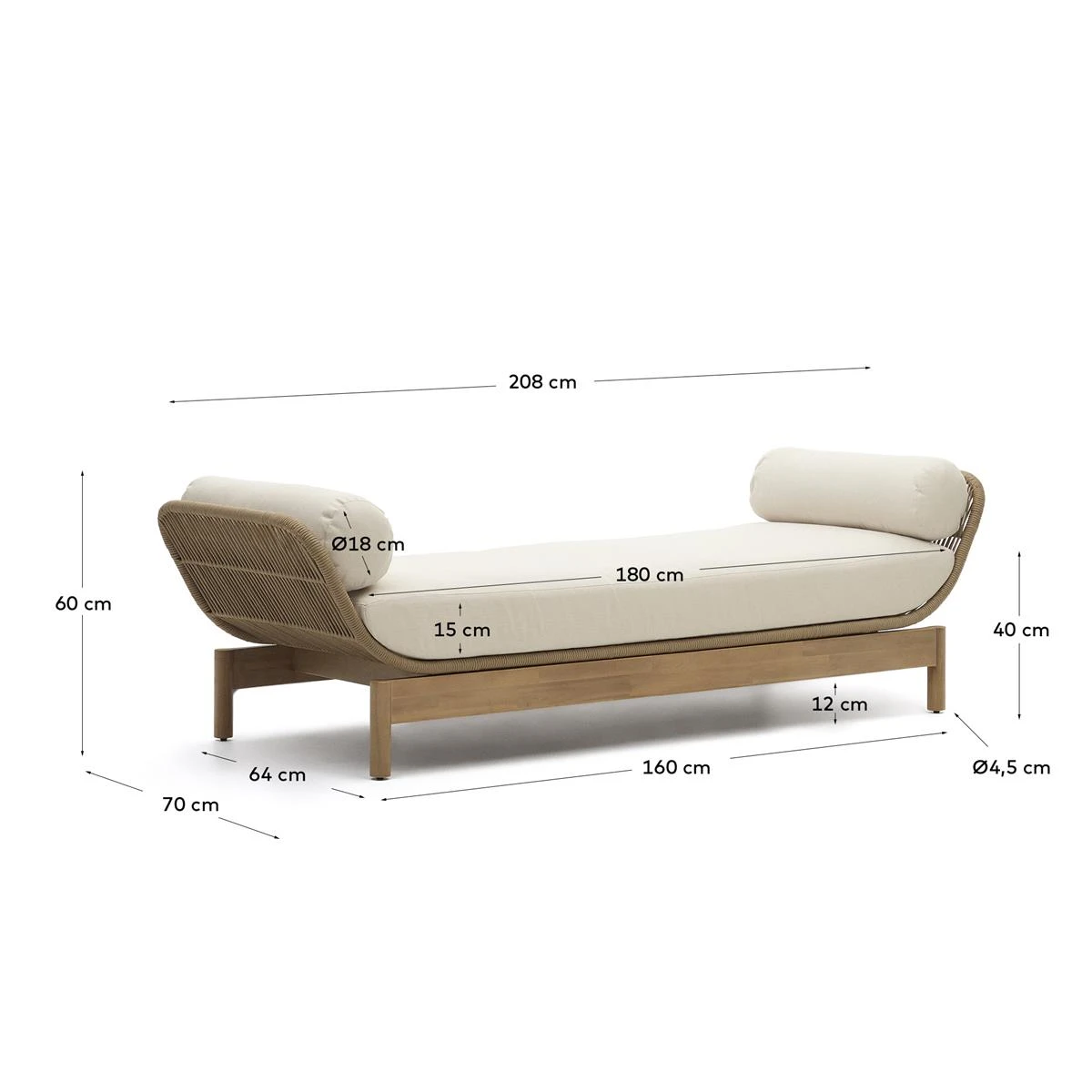 Kave Home - Ligstoel Catalina Beige Van Touw En Massief Acaciahout FSC 8 Kave Home - Ligstoel Catalina Beige Van Touw En Massief Acaciahout FSC - Afbeelding 6