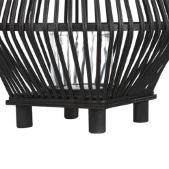 Beliani - LEYTE - Lantaarn - Zwart - 58 Cm - Bamboe -Tuinproducten 10732033