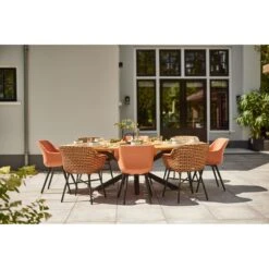 Hartman Stephanie Ovale Tuintafel Zwart 240 Cm - Natural Teak -Tuinproducten 10742322