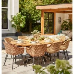 Hartman Stephanie Ovale Tuintafel Zwart 240 Cm - Natural Teak -Tuinproducten 10742352