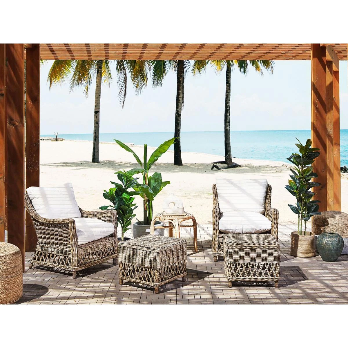 Beliani - RIBOLLA - Tuinstoel Set Van 2 - Natuurlijk - Rotan 4 Beliani - RIBOLLA - Tuinstoel Set Van 2 - Natuurlijk - Rotan - Afbeelding 2