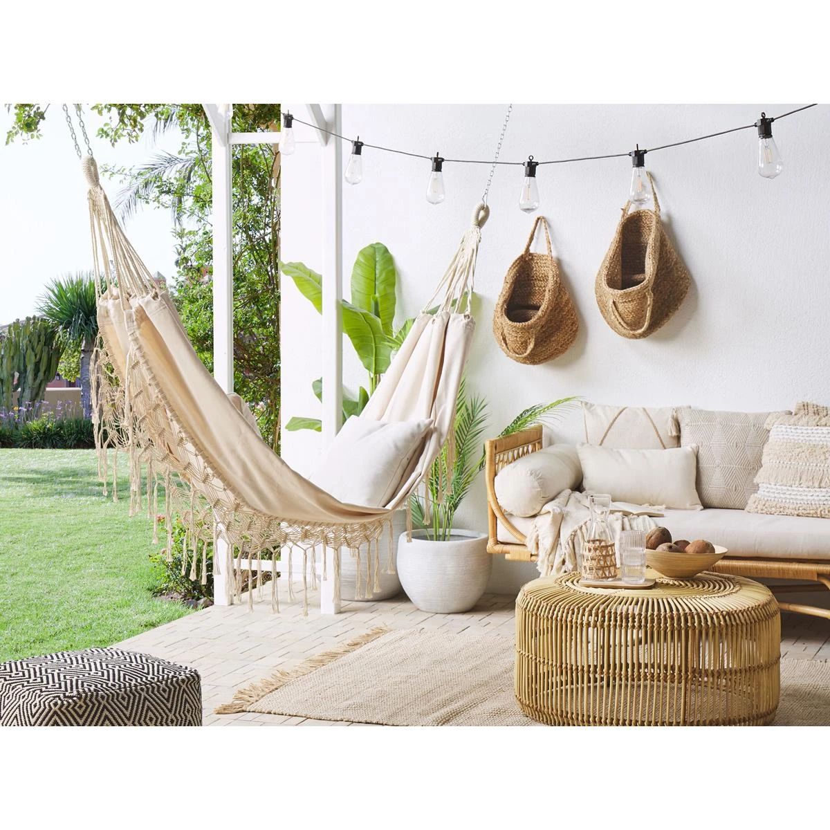 Beliani - ROCCA - Hangmat - Beige - Katoen 4 Beliani - ROCCA - Hangmat - Beige - Katoen - Afbeelding 2