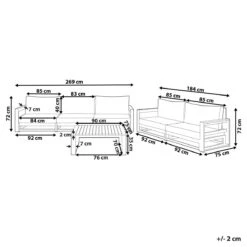 Beliani-TIMOR-Loungeset 5-Mahonie-FSC® Gecertificeerd Acaciahout -Tuinproducten 10795349
