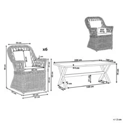 Beliani - MAROS|OLBIA - Tuinset Voor 6 - Natuurlijk - Vezelcement -Tuinproducten 10803379