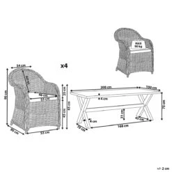 Beliani - SUSUA|OLBIA - Tuinset Voor 4 - Natuurlijk - Vezelcement -Tuinproducten 10803394