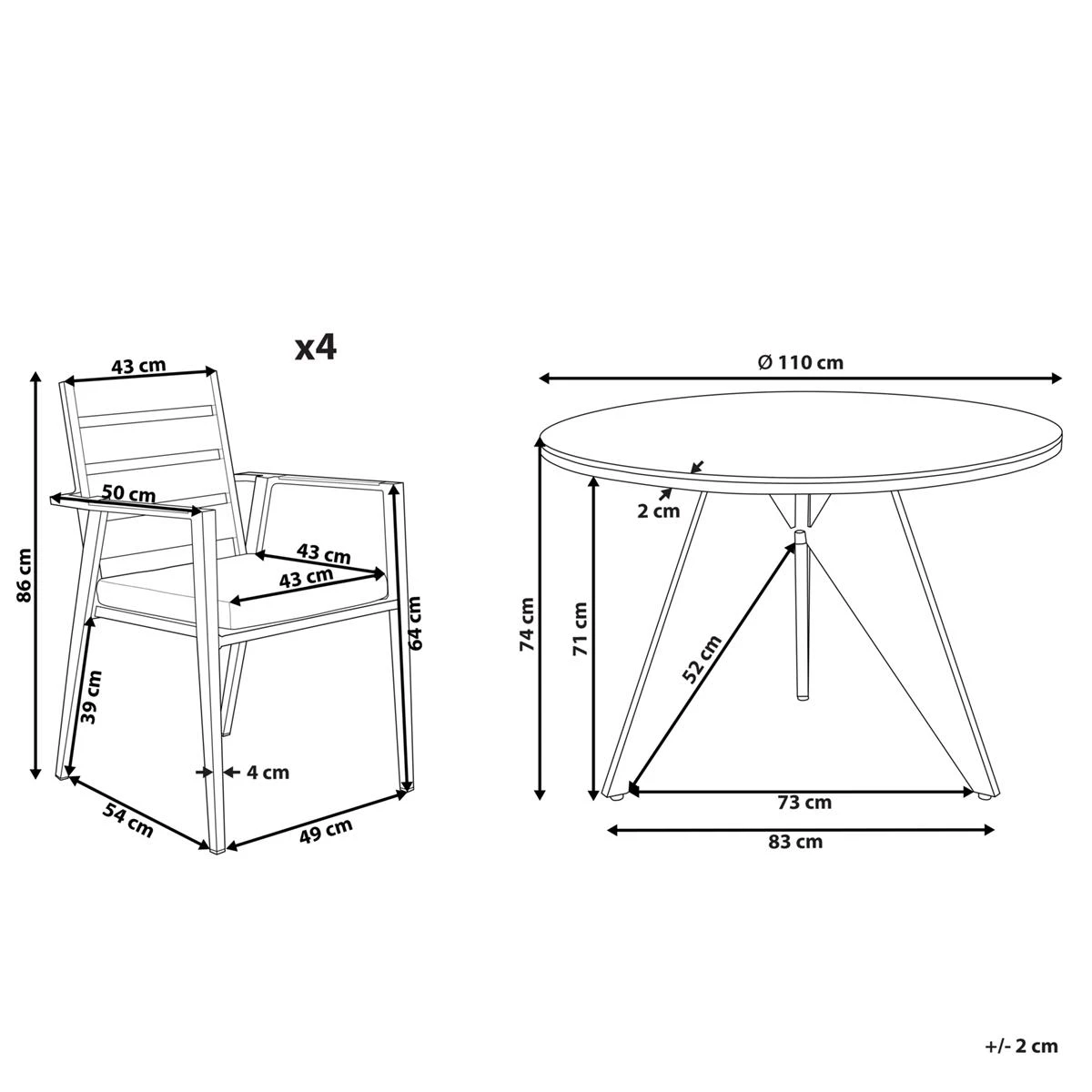 Beliani - OLMETTO | TAVIANO - Tuinset Voor 4 - Zwart - Aluminium 13 Beliani - OLMETTO | TAVIANO - Tuinset Voor 4 - Zwart - Aluminium - Afbeelding 11