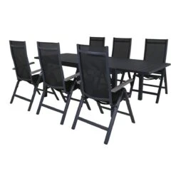 24Designs Nerja Tuinset - 6 Stoelen + Tuintafel - Zwart