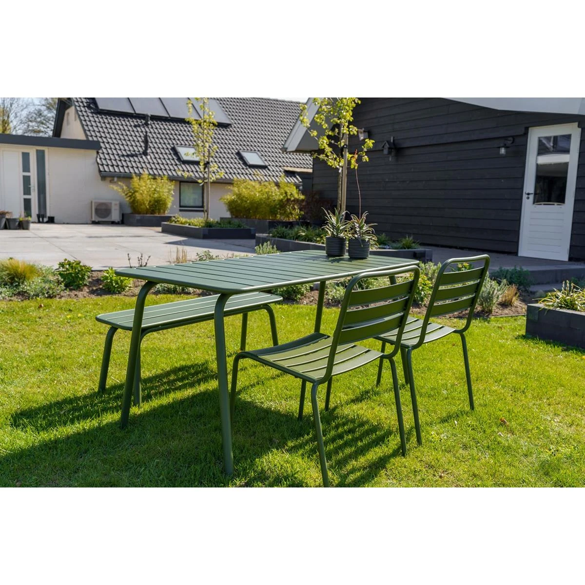 MaximaVida Metalen Tuinset Max 150 Cm Olijfgroen - 4-delig 10 MaximaVida Metalen Tuinset Max 150 Cm Olijfgroen - 4-delig - Afbeelding 8