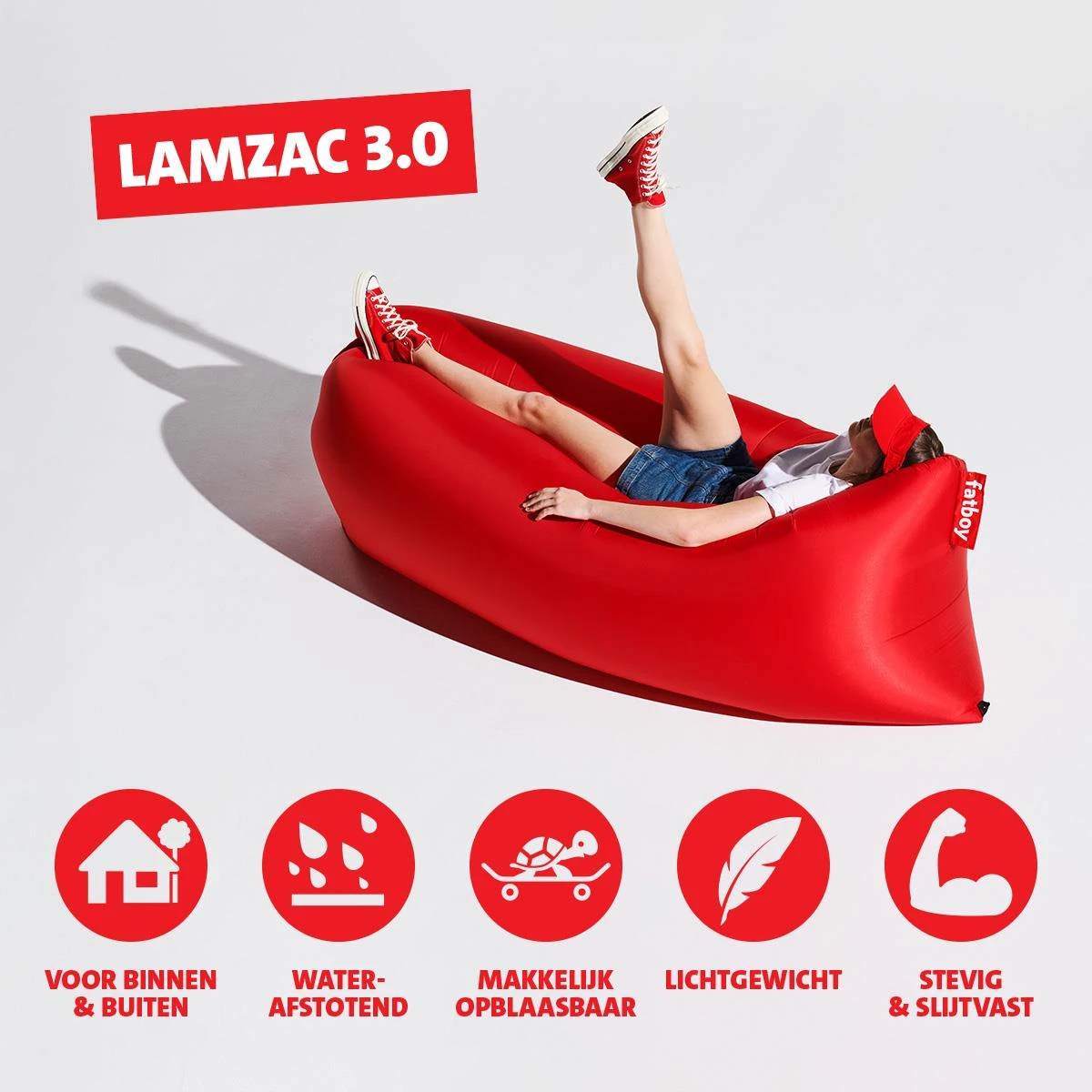 Fatboy Air Lounger - Luchtzak - Oplaasbare Zitzak Lamzac 3.0 - Rood 5 Fatboy Air Lounger - Luchtzak - Oplaasbare Zitzak Lamzac 3.0 - Rood - Afbeelding 3