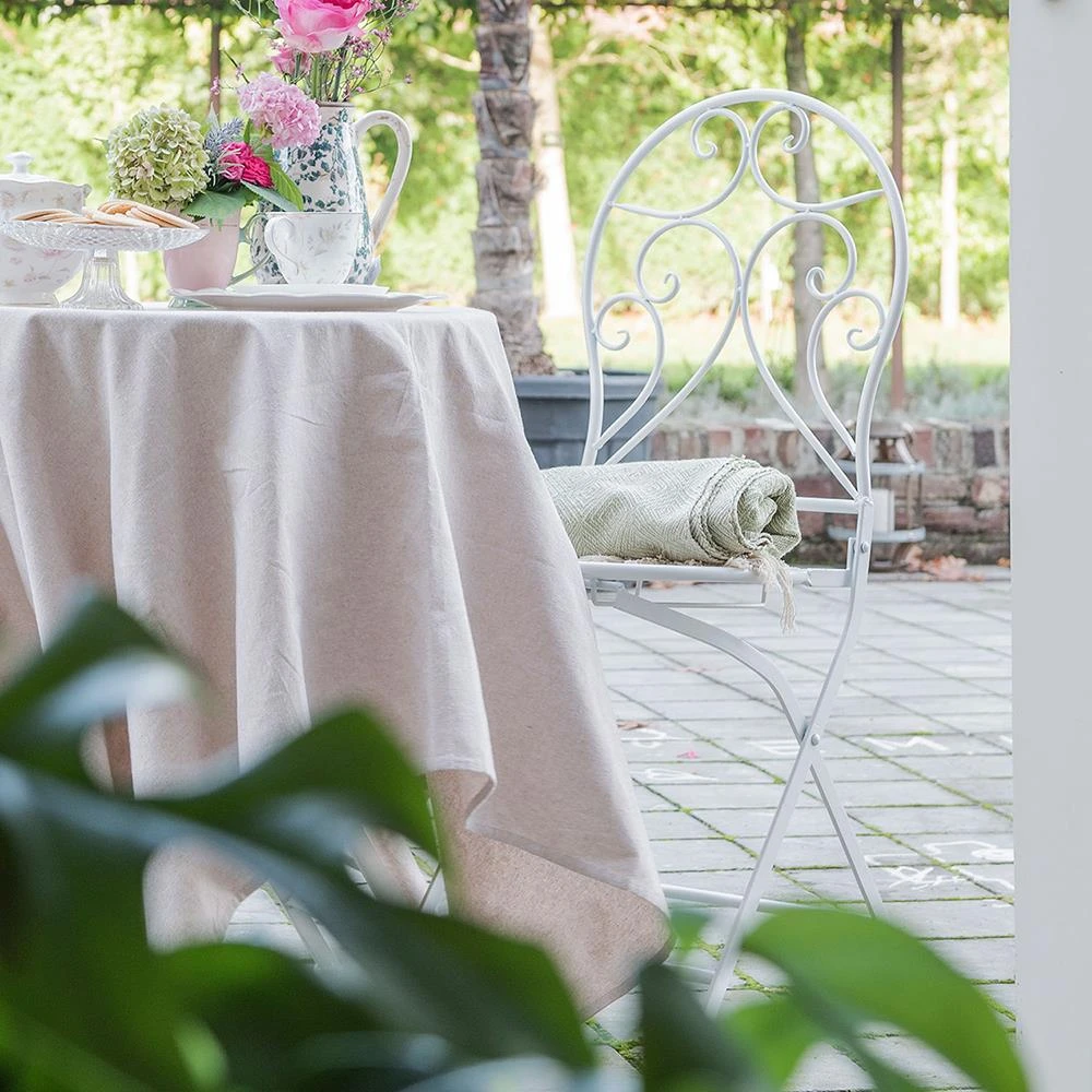 Clayre & Eef Bistroset Bistrotafel Bistrostoel 3-delig Ø 60x70 Wit 7 Clayre & Eef Bistroset Bistrotafel Bistrostoel 3-delig Ø 60x70 Wit - Afbeelding 5