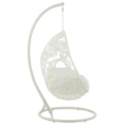 J-Line Hangstoel+Kussens Bula Metaal|Riet Wit -Tuinproducten 10835426