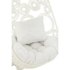 J-Line Hangstoel+Kussens Bula Metaal|Riet Wit -Tuinproducten 10835436