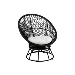 J-Line Zetel+Kussens Zayo Draai Metaal|Riet Zwart